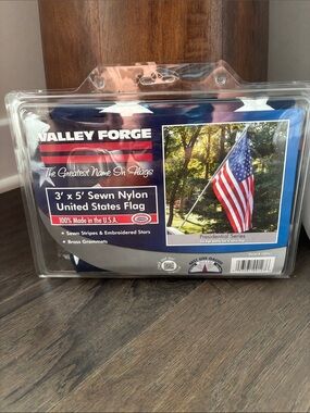 Valley Forge US American Flag,sewn nylon,embroidered stars,brass grommets 3x5 ft